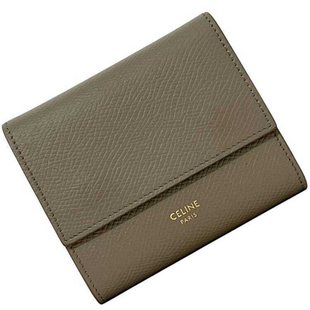 Celine Trifold Wallet Trifold Greige Pebble Leather Gray